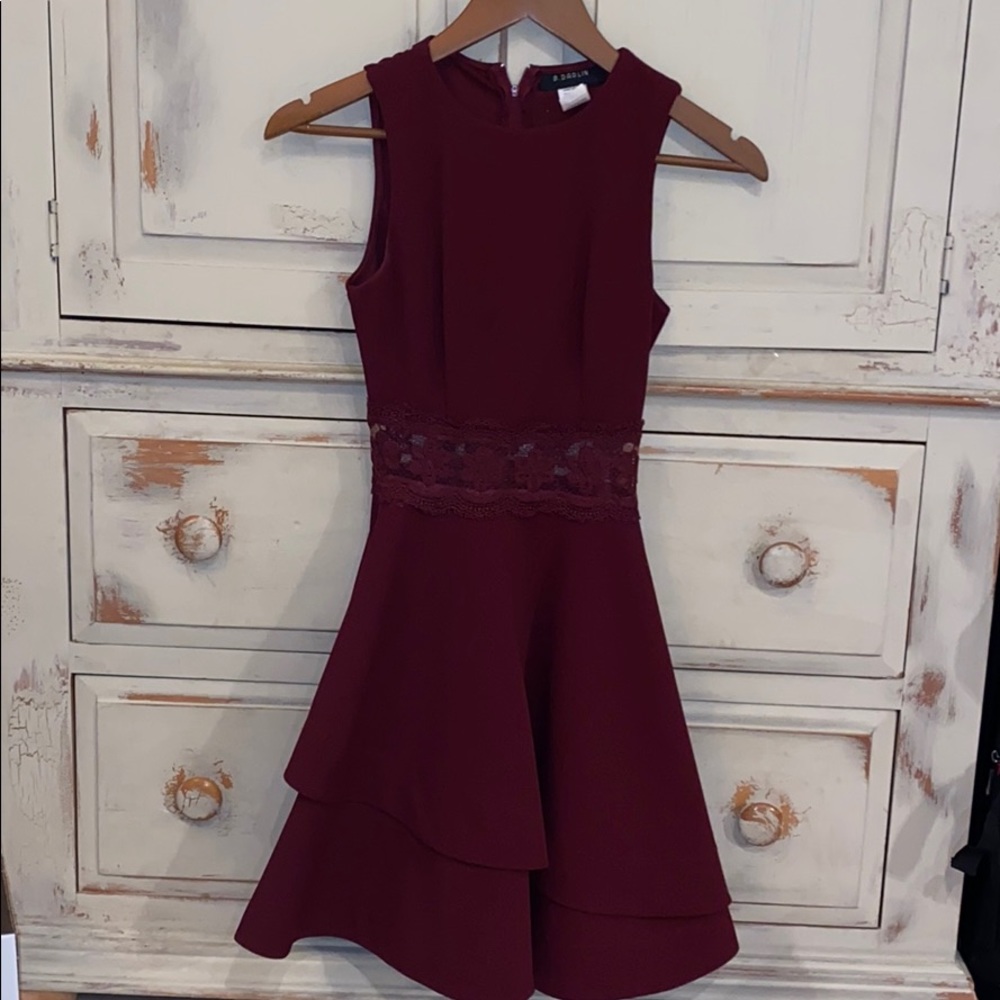 Juniors Dress With Mesh Lace Waist Band
